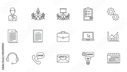 Business and Technology Icons Representing Various Concepts and Ideas.