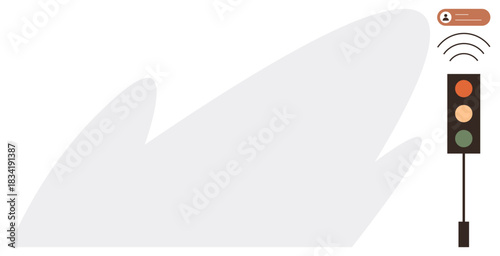 Traffic light showing connected wireless signal, symbolizing smart communication technology. Ideal for urban planning, road safety, innovation, IoT, automation, smart cities, green living concepts