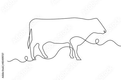 Cow continuous one line drawing minimalist style isolate outline vector illustration
