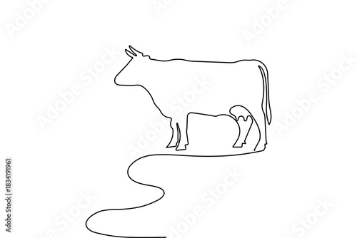 Cow continuous one line drawing minimalist style isolate outline vector illustration
