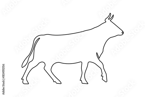 Cow continuous one line drawing minimalist style isolate outline vector illustration

