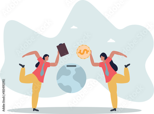 carbon tax, credit and eco investing. Low carbon and environmental responsibility concept.life and employment of people.