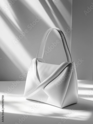 White bag on white background in trendy cloud color of the year 2026
