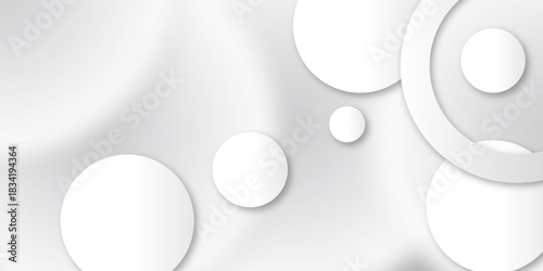 Abstract White Circles on a Minimalist Background. White adhesive stickers.. Blank templates of price tags. Empty mockup paper circles.  Glowing circle lines design.Suit for poster, banner, cover etc
