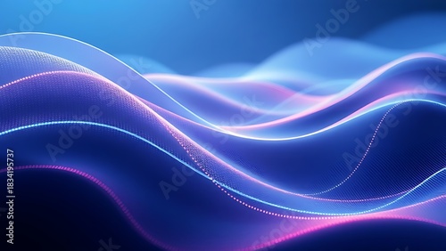 Futuristic digital waves with gradient lighting, creating an abstract and ambient visual effect.