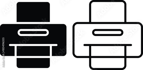 Printer icon for office work, document printing, workplace equipment symbol, simple line art device illustration for business use with transparent background