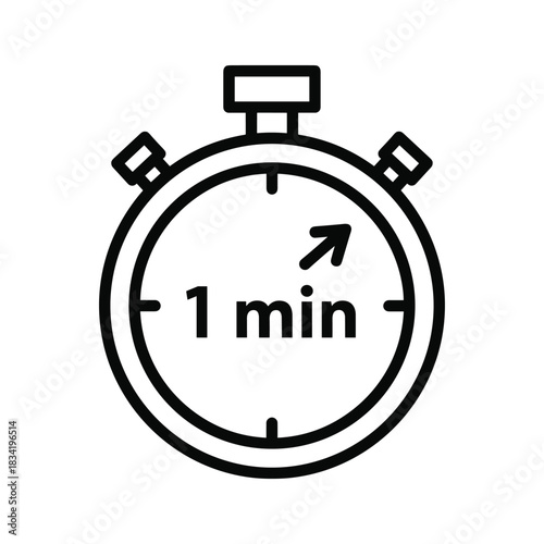 1 Minute Stopwatch Timer Outline Icon