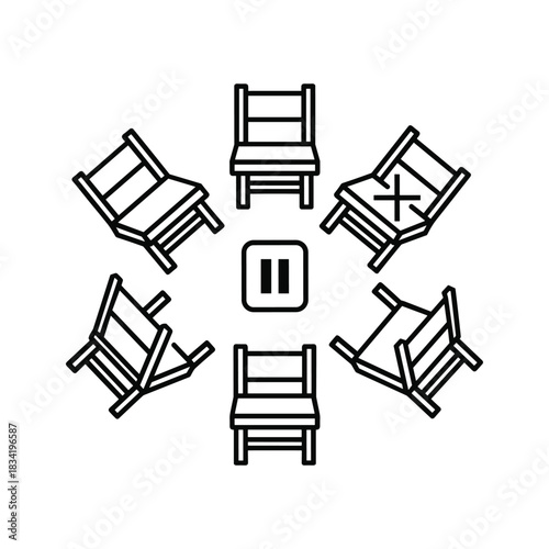 Circular Seating with Pause Symbol and Plus Sign