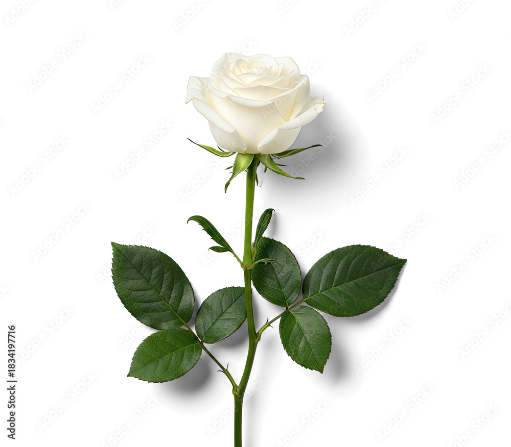 Obraz premium A single white rose on a png transparent.