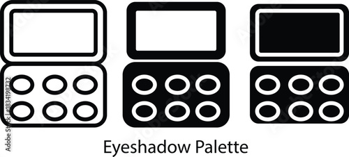 Open Cosmetic Eye Makeup Kit Beauty Product Palette Icon Vector Silhouette and Pictogram..eps