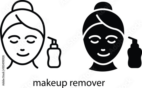 Woman Face Skincare Cleanser Beauty Product Hygiene Icon Vector Silhouette and Pictogram..eps