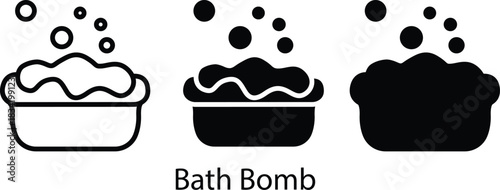Relaxing Bath Fizz Bomb Foam Bubble Soak Product Vector Silhouette and Pictogram..eps