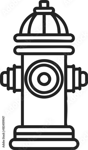 Fire hydrant sketch hand drawn outline with simple bold lines. Vector illustration