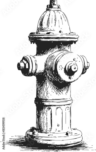 Fire hydrant sketch, hand drawn vector, detailed classic street hydrant illustration. Vector illustration