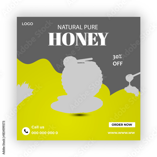 Honey Business concept square flyer design template