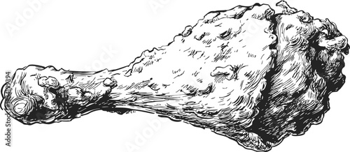 Chicken drumstick sketch hand drawn crispy fried meat detailed. Vector illustration