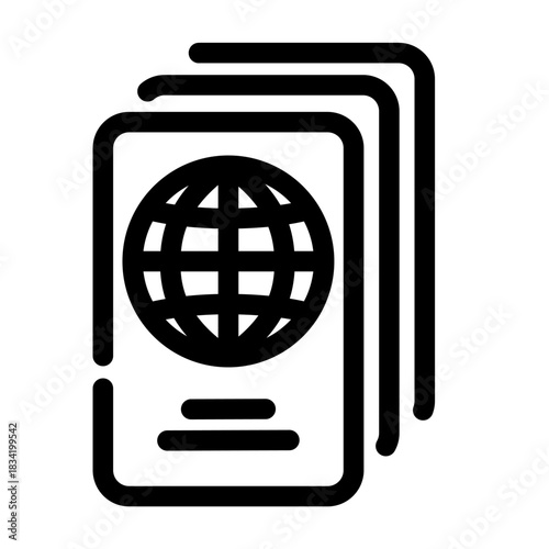 Outline icon of passports or travel documents for identification and international travel.