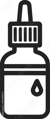 Eye dropper bottle sketch, hand drawn line art with liquid drop symbol. Vector illustration