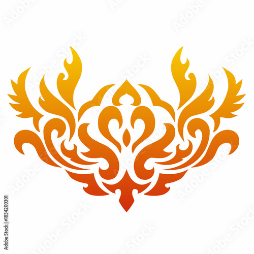 Elegant Fiery Phoenix Ornament Vector
