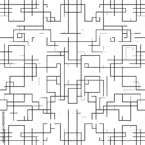 Geometric pattern sketch hand drawn abstract intersecting lines seamless background. Vector illustration