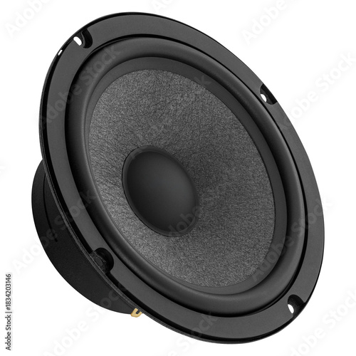 Angled Car Audio Midrange Speaker Close-Up