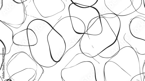 Abstract lines sketch hand drawn overlapping loops seamless pattern. Vector illustration
