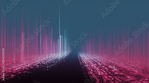 Abstract Digital Waves in Vibrant Colors Creating a Futuristic Landsca