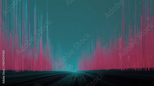 Abstract Digital Landscape with Vibrant Wave Patterns