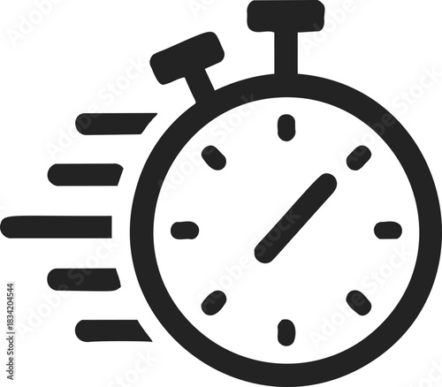 Stopwatch icon sketch hand drawn style with motion lines. Vector illustration