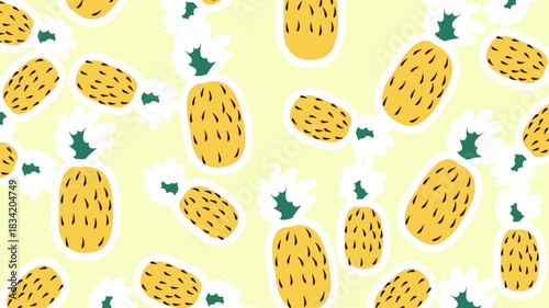 Pineapple animation with yellow background