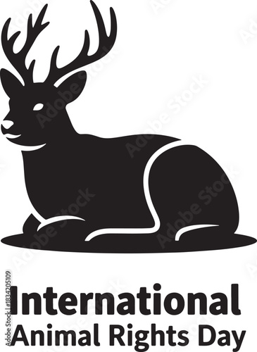 A powerful silhouette of a majestic deer symbolizing the importance of international animal rights day and its message of compassion, Generative Ai