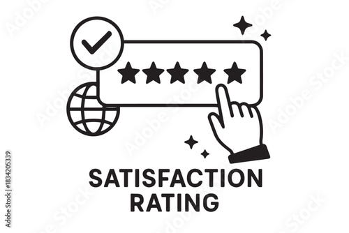 Star Rating and Review Vector Icons with Feedback and Satisfaction Symbols