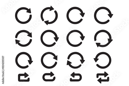 Vector Arrow and Directional Icons with Refresh, Spin, and Transfer Symbols
