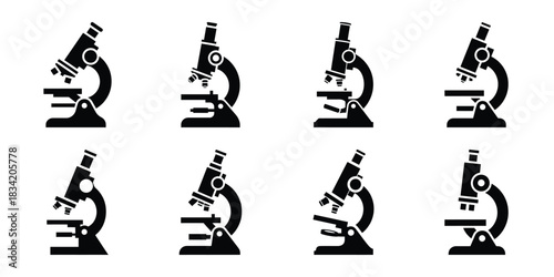 microscope silhouette simple icon set