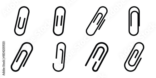 paper clip silhouette icon set