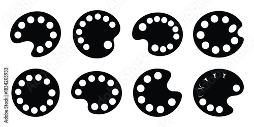 paint palette silhouette icon set