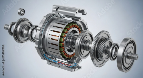Electric Motor and Gearbox Powertrain Mechanism with Isolated Parts