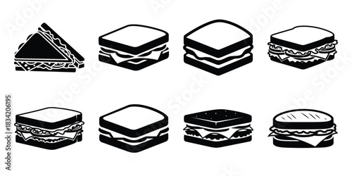 sandwich silhouette simple icon set