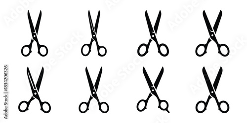 scissors silhouette simple icon set