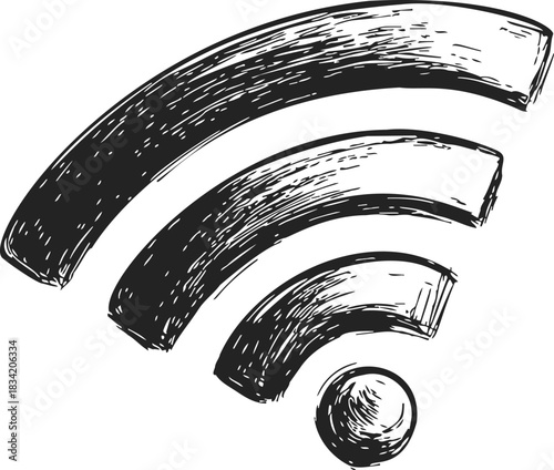 Wifi symbol sketch hand drawn wireless internet signal icon. Vector illustration