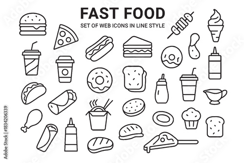 Vector Food Icons with Carry, Fill, and Hand Sketch Illustrations