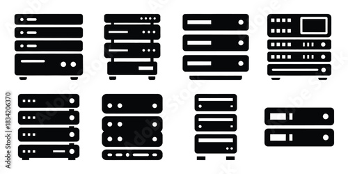 server silhouette simple icon set