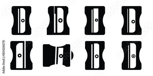 sharpener silhouette simple icon set