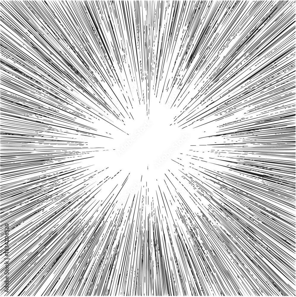 Obraz premium Speed lines sketch hand drawn radial burst comic effect. Vector illustration