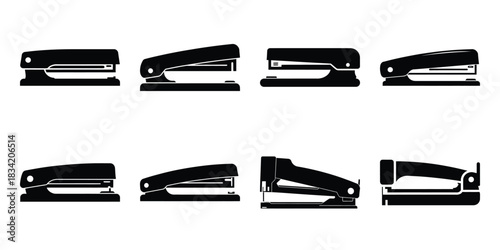 stapler silhouette simple icon set