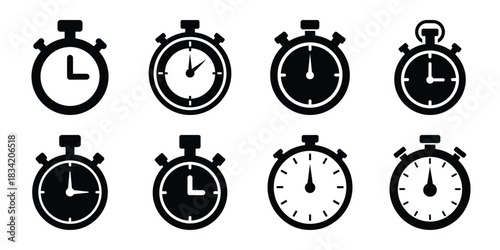stopwatch silhouette simple icon set