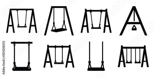 swing silhouette simple icon set