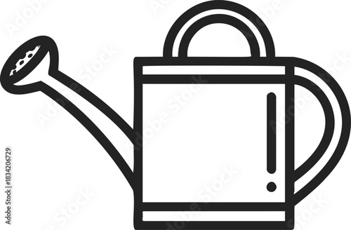 Watering can sketch hand drawn outline with long spout and handle. Vector illustration
