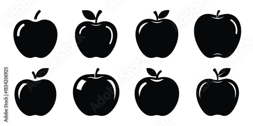 apple fruit silhouette icon set
