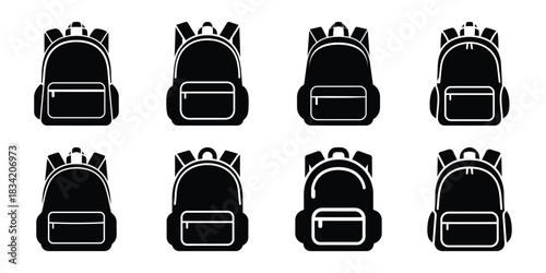 backpack silhouette simple icon set
